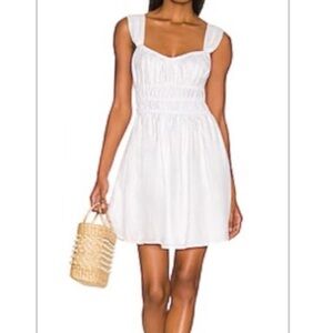 FAITHFULL THE BRAND Linen Shell La Bonita Mini Dress in White Sz M NWT